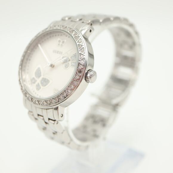 Guess Silver Tone Glitter Butterfly 36mm Watch Steel Bracelet with New Battery - Picture 11 of 15